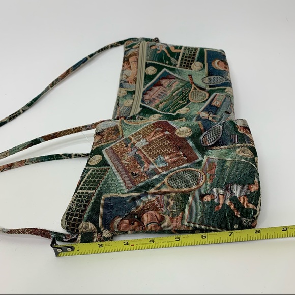Dove Rare Vintage Two Piece Set Tennis Graphic Tapestry Crossbody Bag Purses - Picture 12 of 14